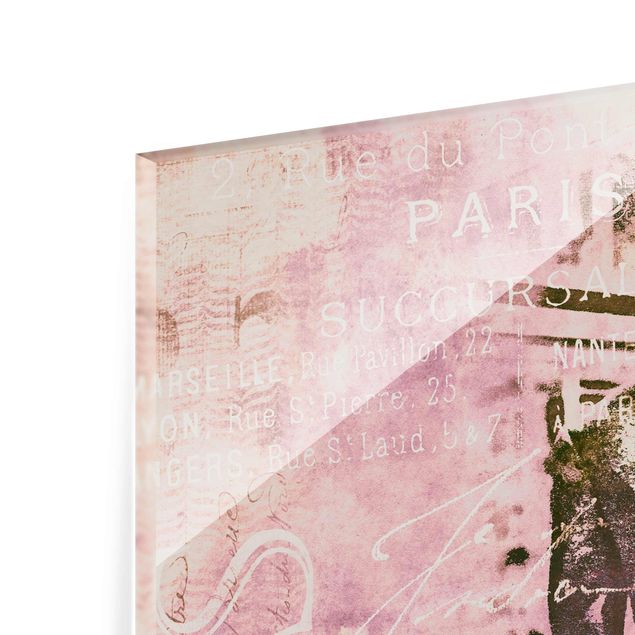 Wanddeko rosa Vintage Collage - Pariserin