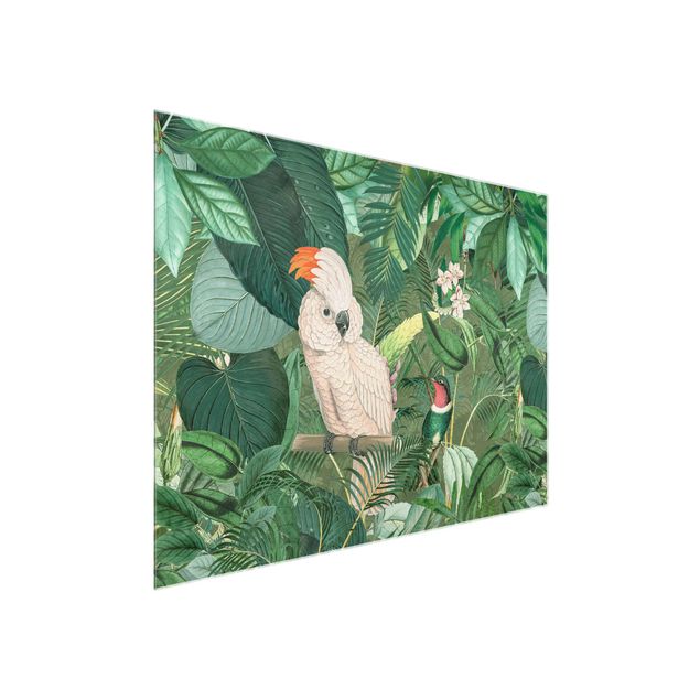 Wanddeko Esszimmer Vintage Collage - Kakadu und Kolibri