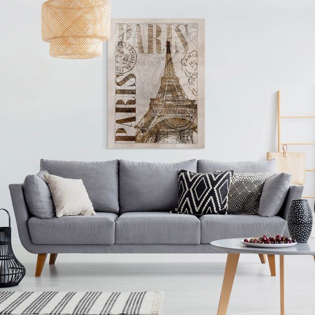 Wanddeko Wohnzimmer Shabby Chic Collage - Paris