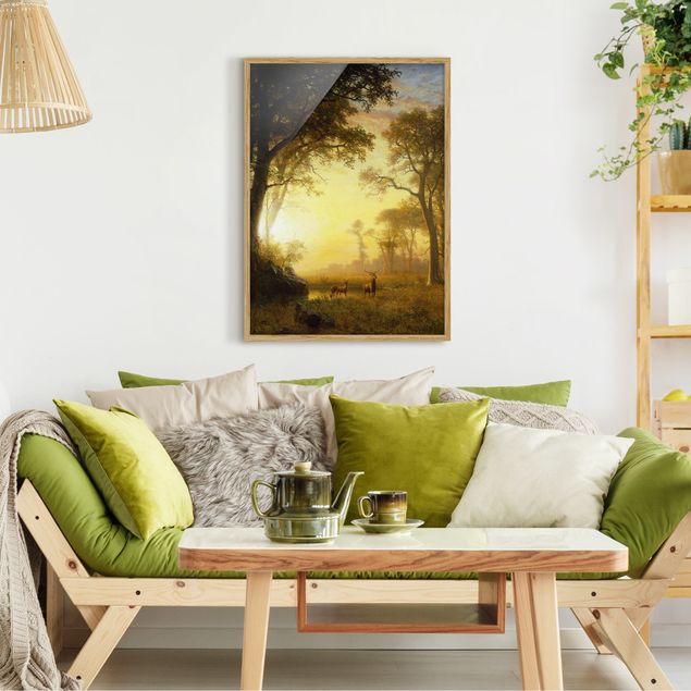 Wanddeko Schlafzimmer Albert Bierstadt - Sonnenbeschienene Lichtung