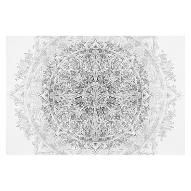 Wanddeko Büro Mandala Aquarell Ornament Muster schwarz weiß
