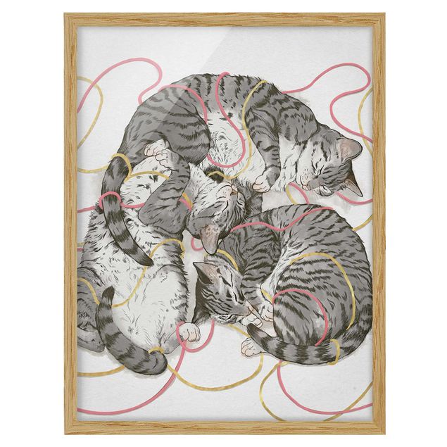 Wanddeko grau Illustration Graue Katzen Malerei