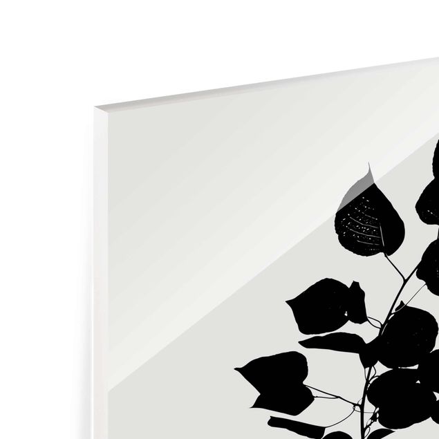 Wanddeko Esszimmer Grafische Pflanzenwelt - Schwarze Blätter