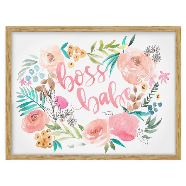Wanddeko Mädchenzimmer Rosa Blüten - Boss Babe