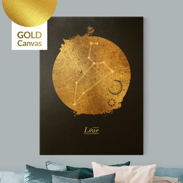 Wanddeko Büro Sternzeichen Löwe Grau Gold