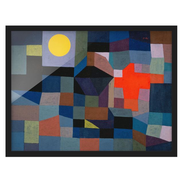 Bild mit Rahmen - Paul Klee - Feuer bei Vollmond - Querformat 3:4