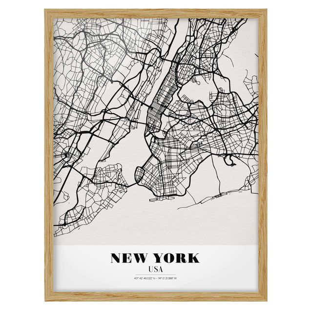 Wanddeko Flur Stadtplan New York - Klassik