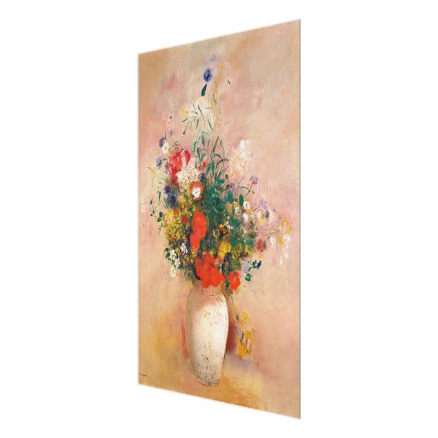 Wanddeko Flur Odilon Redon - Vase mit Blumen (rosenfarbener Hintergrund)