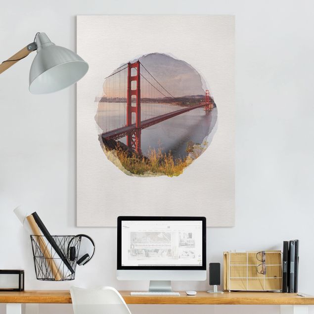 Wohndeko Architektur Wasserfarben - Golden Gate Bridge in San Francisco