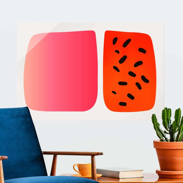 Wanddeko Schlafzimmer Abstrakte Formen - Melone und Rosa