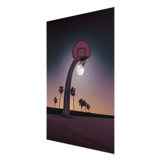 Wanddeko Treppenhaus Basketball mit Mond