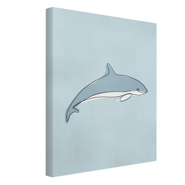 Leinwandbild Fisch Delfin Line Art