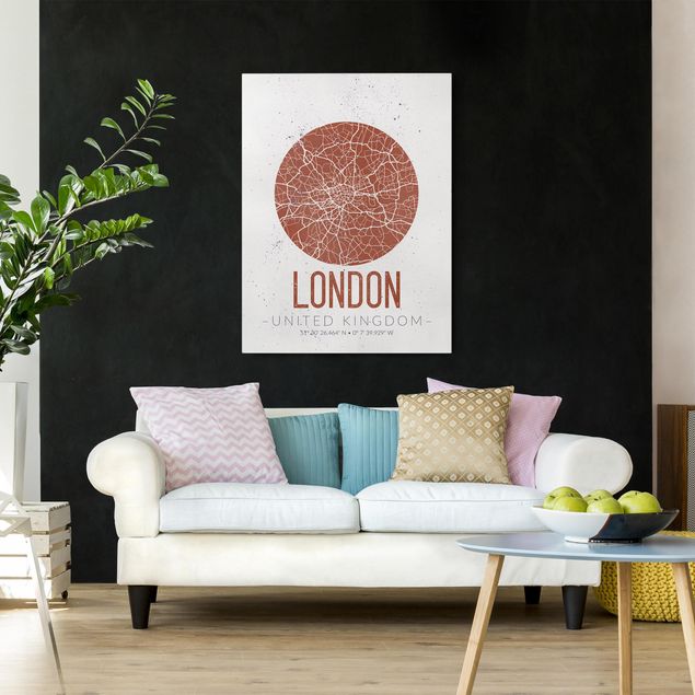 Wanddeko Schlafzimmer Stadtplan London - Retro