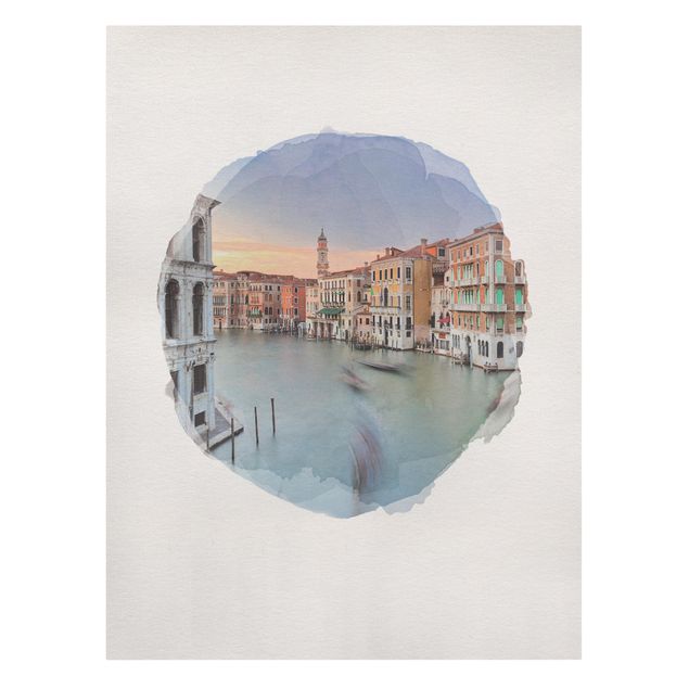 Wanddeko Schlafzimmer Wasserfarben - Canale Grande Blick von der Rialtobrücke Venedig