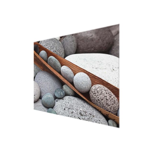 Wanddeko Treppenhaus Stillleben mit grauen Steinen