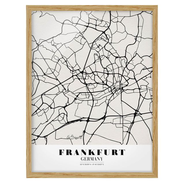 Wanddeko Esszimmer Stadtplan Frankfurt - Klassik