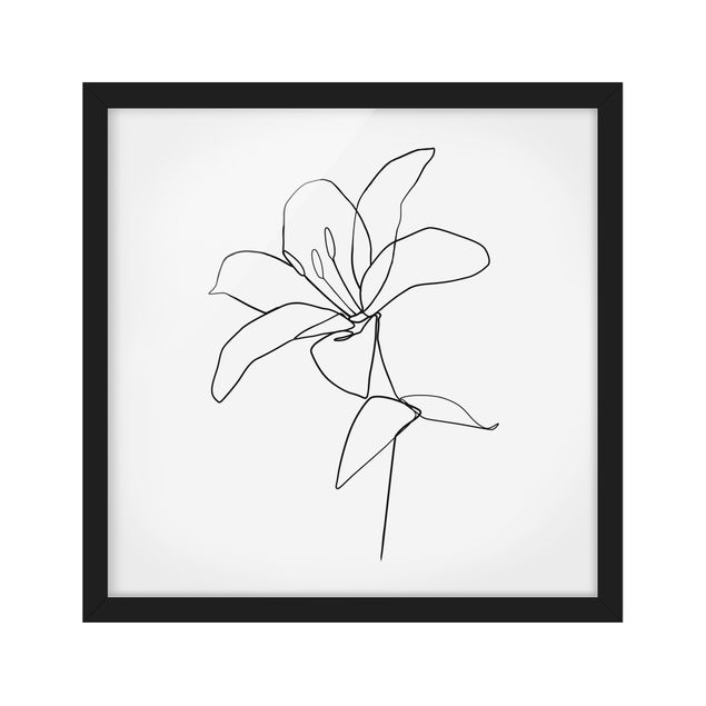 Wanddeko Flur Line Art Blüte Schwarz Weiß