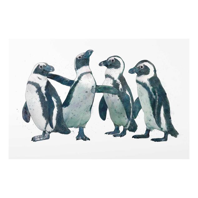 Wanddeko Büro Illustration Pinguine Schwarz Weiß Aquarell
