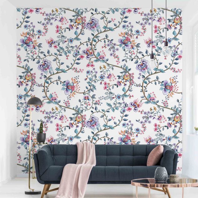 Wanddeko Schlafzimmer Pastell Blumenranken