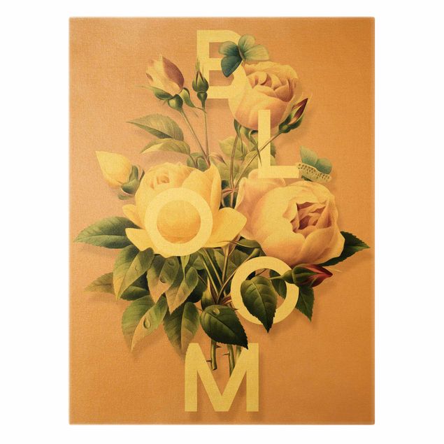 Wanddeko Büro Florale Typografie - Bloom