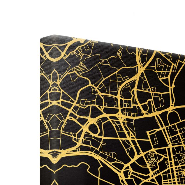 Wanddeko schwarz Stadtplan Lissabon - Klassik Schwarz
