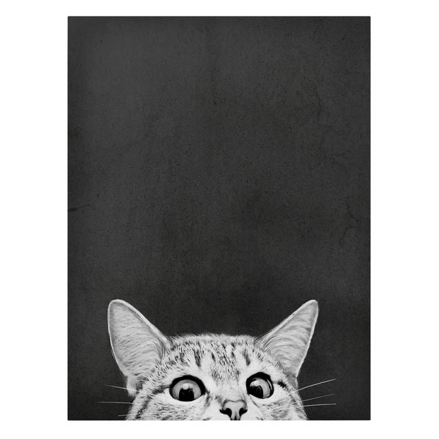 Wanddeko Flur Illustration Katze Schwarz Weiß Zeichnung