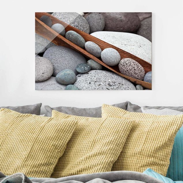 Wanddeko Schlafzimmer Stillleben mit grauen Steinen