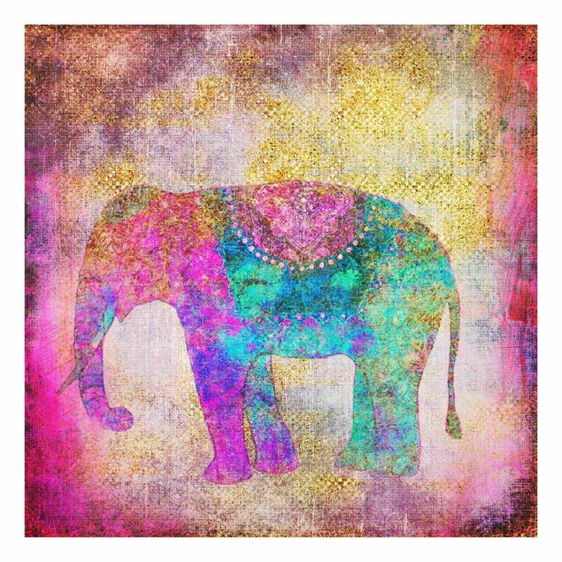 Wanddeko Esszimmer Bunte Collage - Indischer Elefant