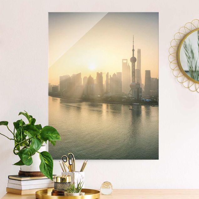 Deko Architektur Pudong bei Sonnenaufgang