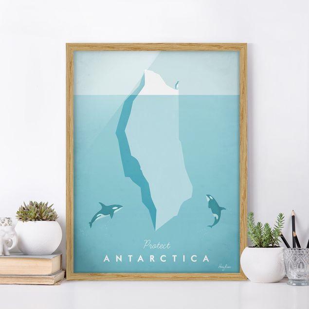 Strandbilder mit Rahmen Reiseposter - Antarktis