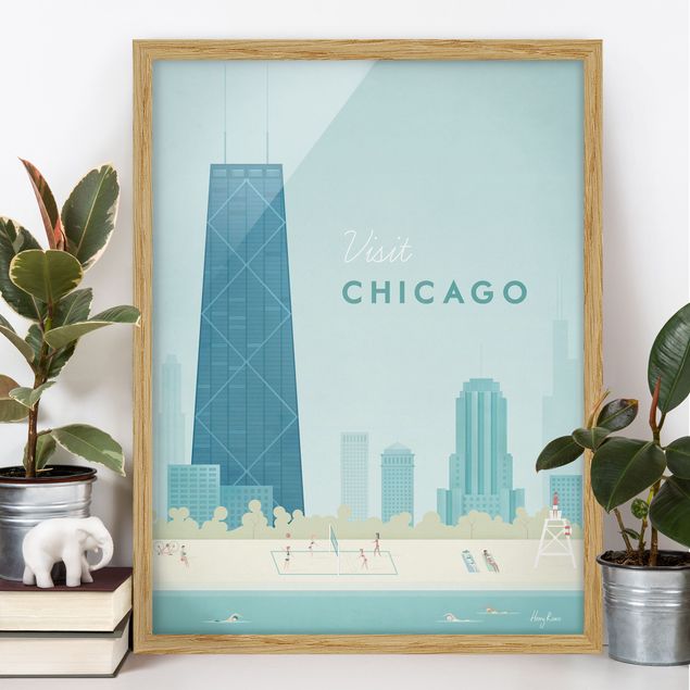 Wanddeko blau Reiseposter - Chicago