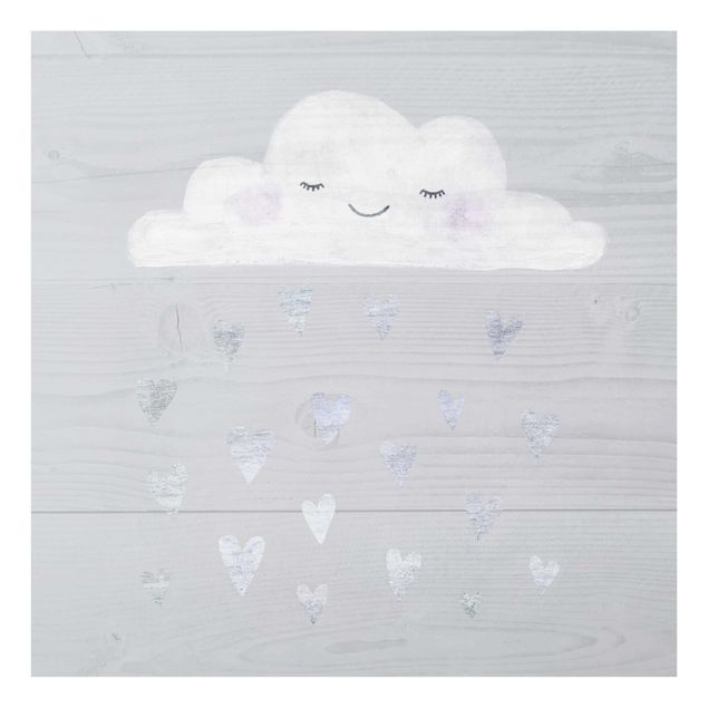 Wanddeko Mädchenzimmer Wolke mit silbernen Herzen