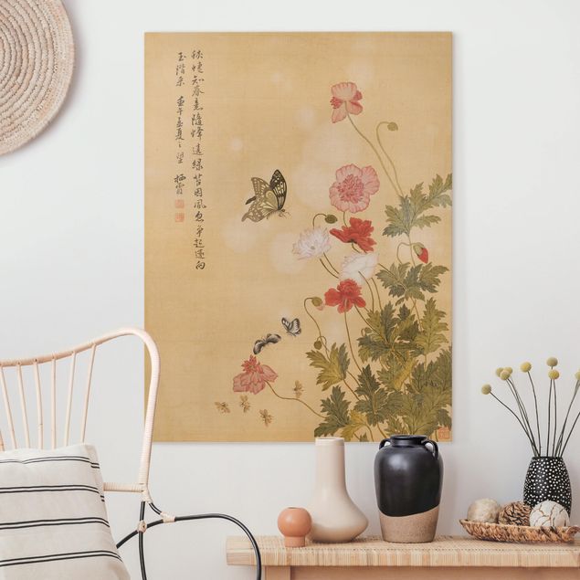 Wandbilder Mohnblumen Yuanyu Ma - Mohnblumen und Schmetterlinge