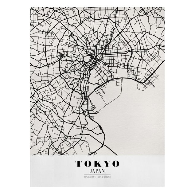 Wanddeko Büro Stadtplan Tokyo - Klassik