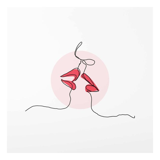 Wanddeko Flur Lippen Kuss Line Art
