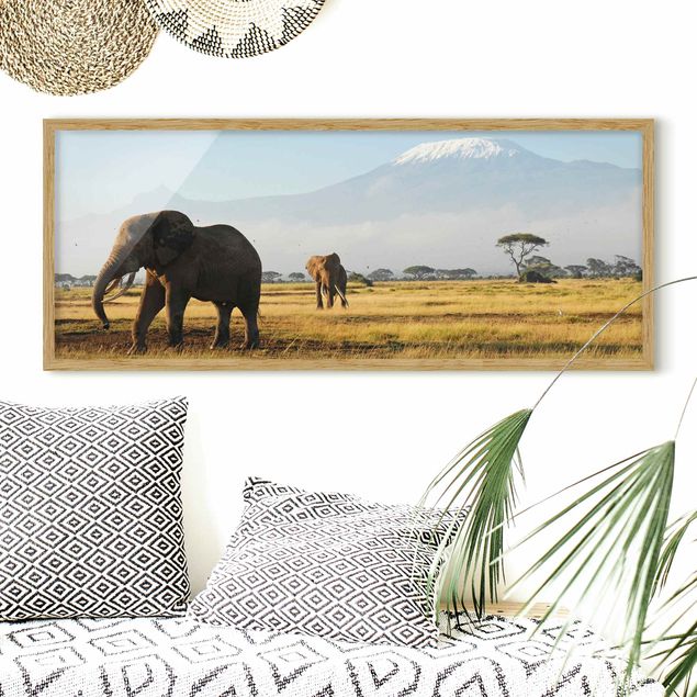 Wanddeko Wohnzimmer Elefanten vor dem Kilimanjaro in Kenya