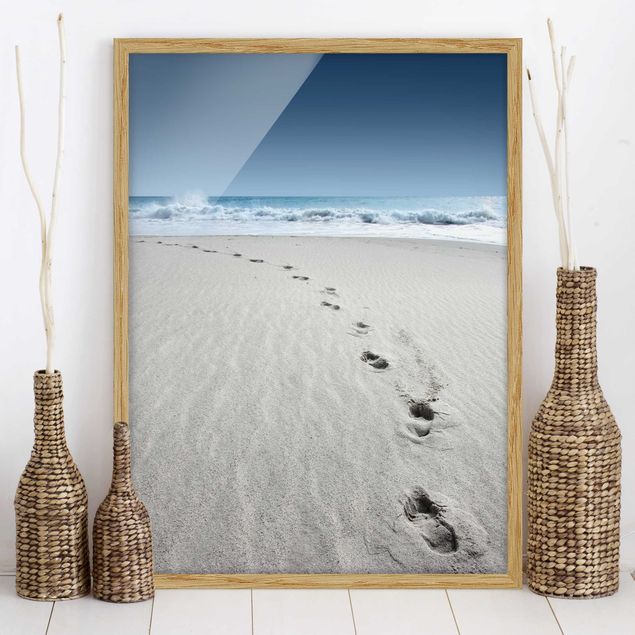 Strandbilder mit Rahmen Spuren im Sand