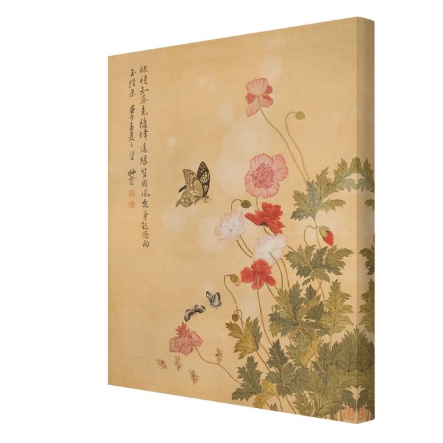 Wanddeko Flur Yuanyu Ma - Mohnblumen und Schmetterlinge