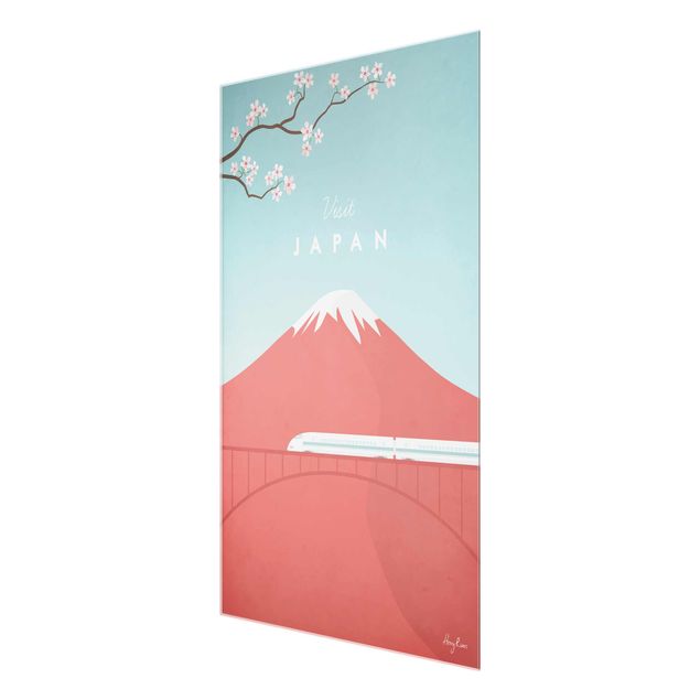 Glasbild Berg Reiseposter - Japan