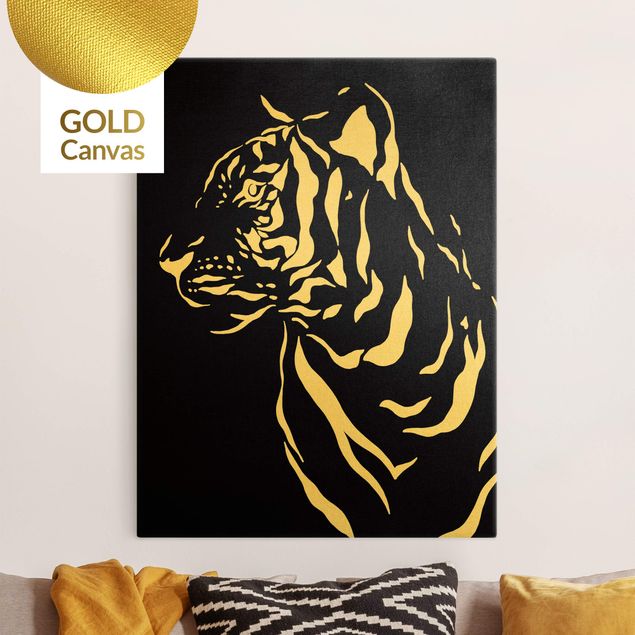 Wanddeko Büro Safari Tiere - Portrait Tiger Schwarz