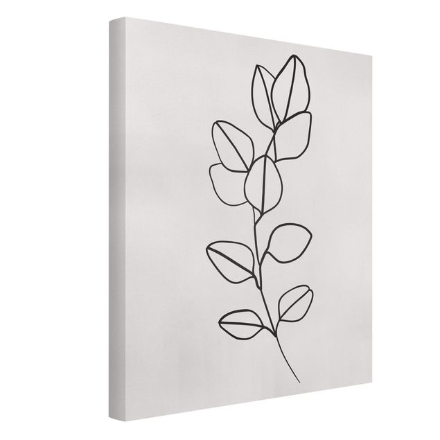 Wanddeko Blume Line Art Zweig Blätter Schwarz Weiß