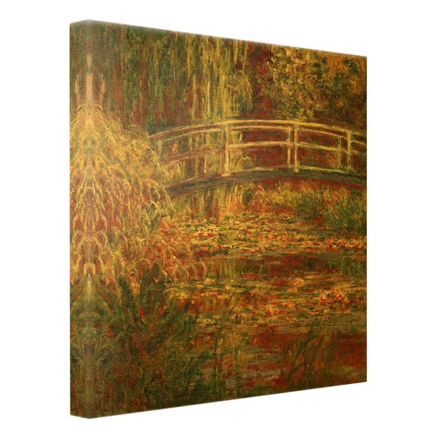 Wanddeko Esszimmer Claude Monet - Seerosenteich und japanische Brücke (Harmonie in rosa)