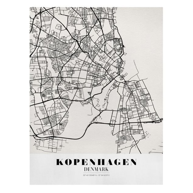 Wanddeko Büro Stadtplan Kopenhagen - Klassik
