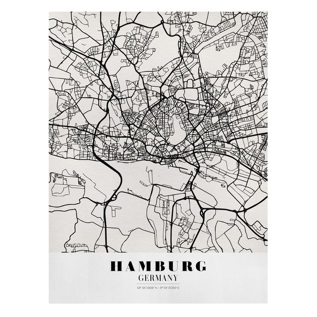Wanddeko Esszimmer Stadtplan Hamburg - Klassik