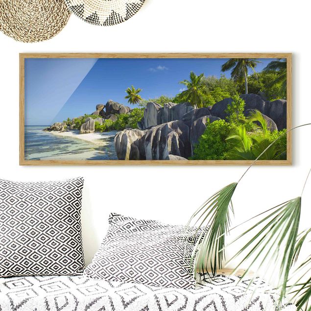 Strandbilder mit Rahmen Traumstrand Seychellen
