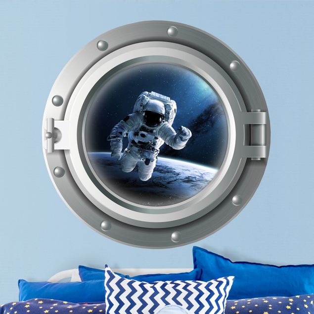 Wanddeko 3D 3D Bullauge - Astronaut im Weltall
