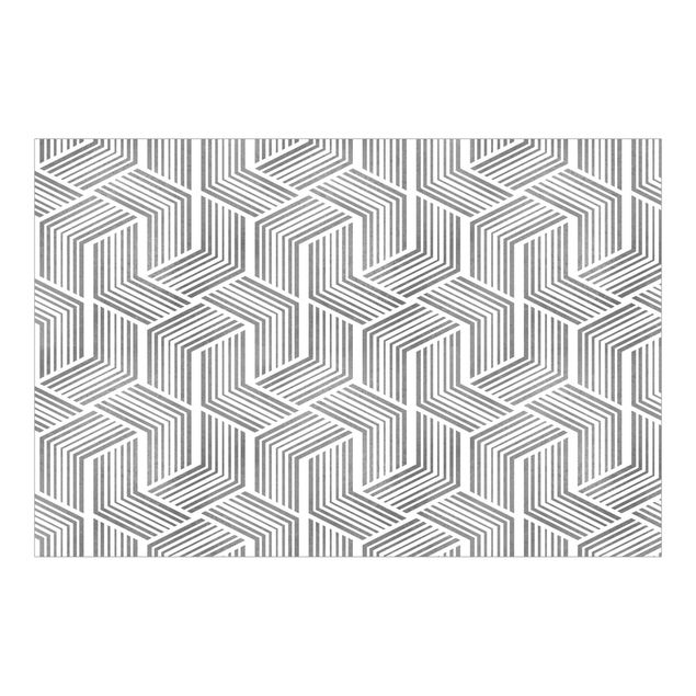 Wanddeko grau 3D Muster mit Streifen in Silber