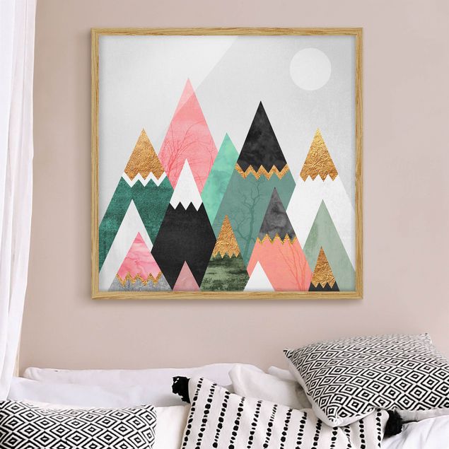Deko Kinderzimmer Dreieckige Berge mit Goldspitzen