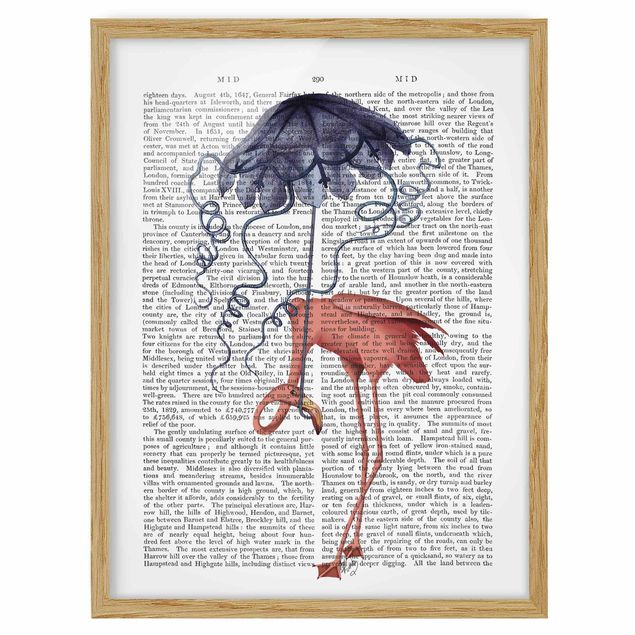 Wanddeko Esszimmer Tierlektüre - Flamingo mit Regenschirm