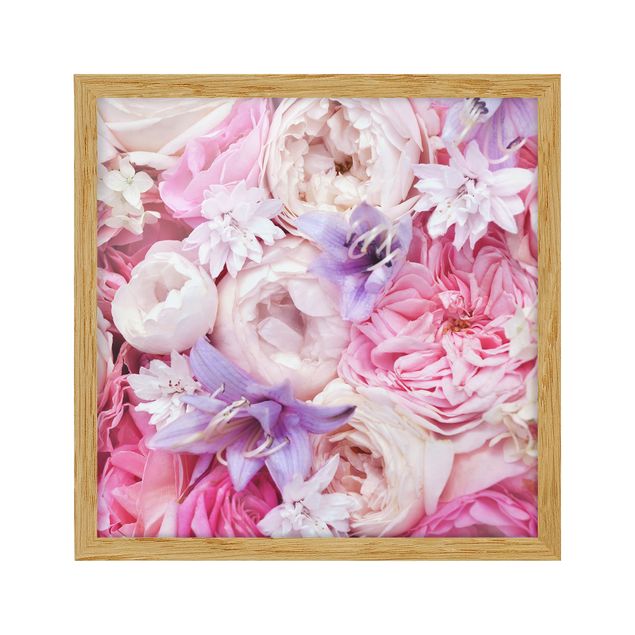 Wanddeko Blume Shabby Rosen mit Glockenblumen